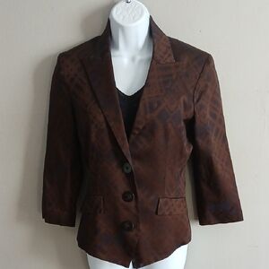 Le Chateau Brown Geometric Women's Blazer Vintage Size M